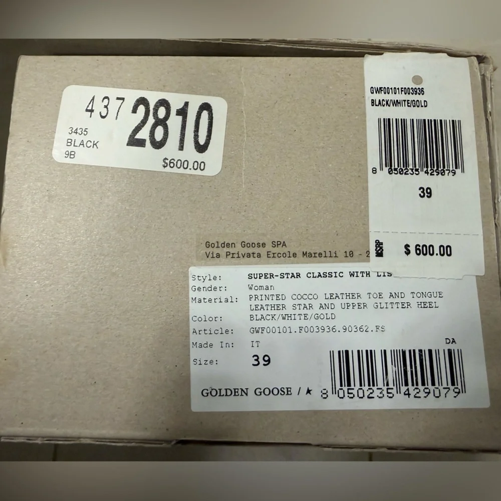 Golden Goose Super-Star Classic.  Black, white, gold.  Size 39. - Picture 7 of 9